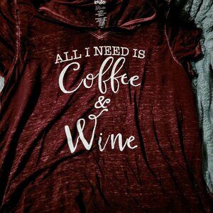 ****FREE WITH ANY PURCHASE****Semi-Sheer All I Need Is Coffee T-Shirt Sz XL
